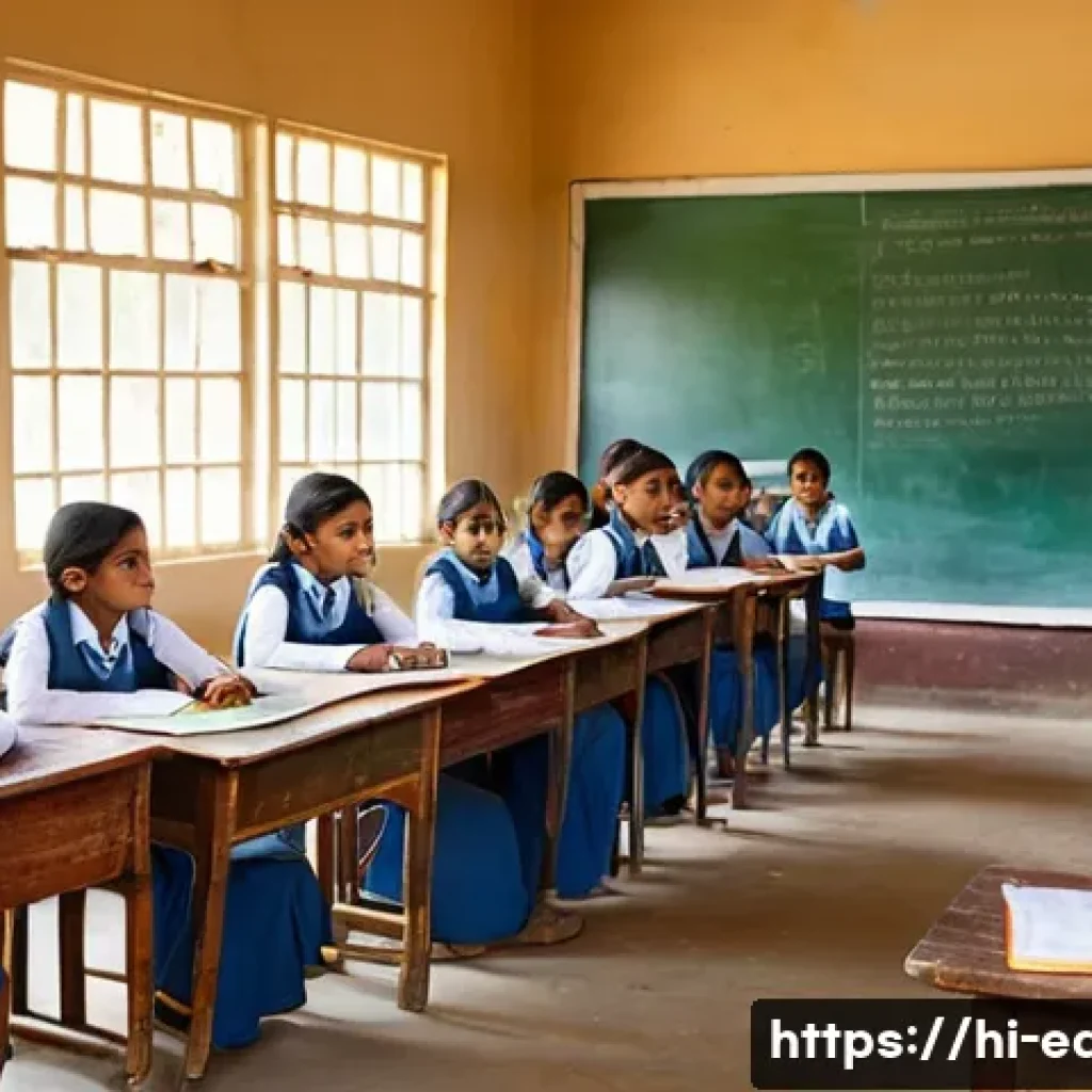 공교육 혁신 방안 - **Prompt:** A brightly lit, clean classroom in a rural Indian government school. Children, aged 7-8,...