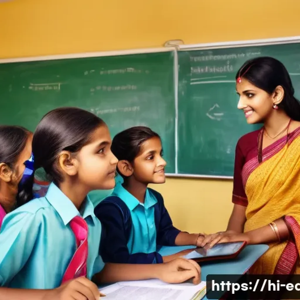 교육과정 개발 - A diverse classroom scene featuring Indian students wearing colorful traditional and modern clothes,...