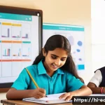 Home 22 학교 혁신 모델 연구 - A vibrant modern classroom scene showing a diverse group of Hindi-speaking students engaged in proje...
