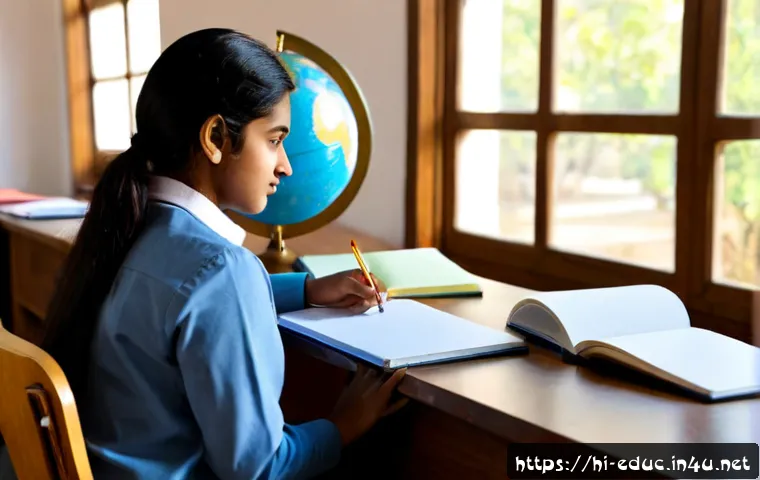 국제 교육 비교 연구 - Photorealistic international education comparison research scene, Indian female education researcher...